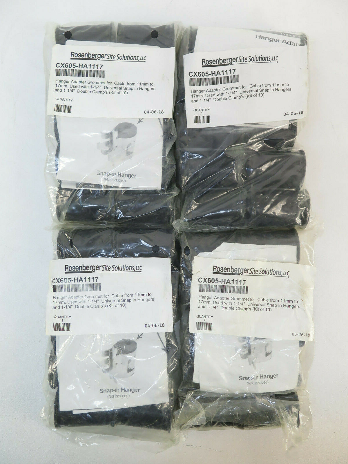 *4 Bags, 40 Total* Rosenberger CX605-HA1117 Adapter Grommet 11mm-17mm