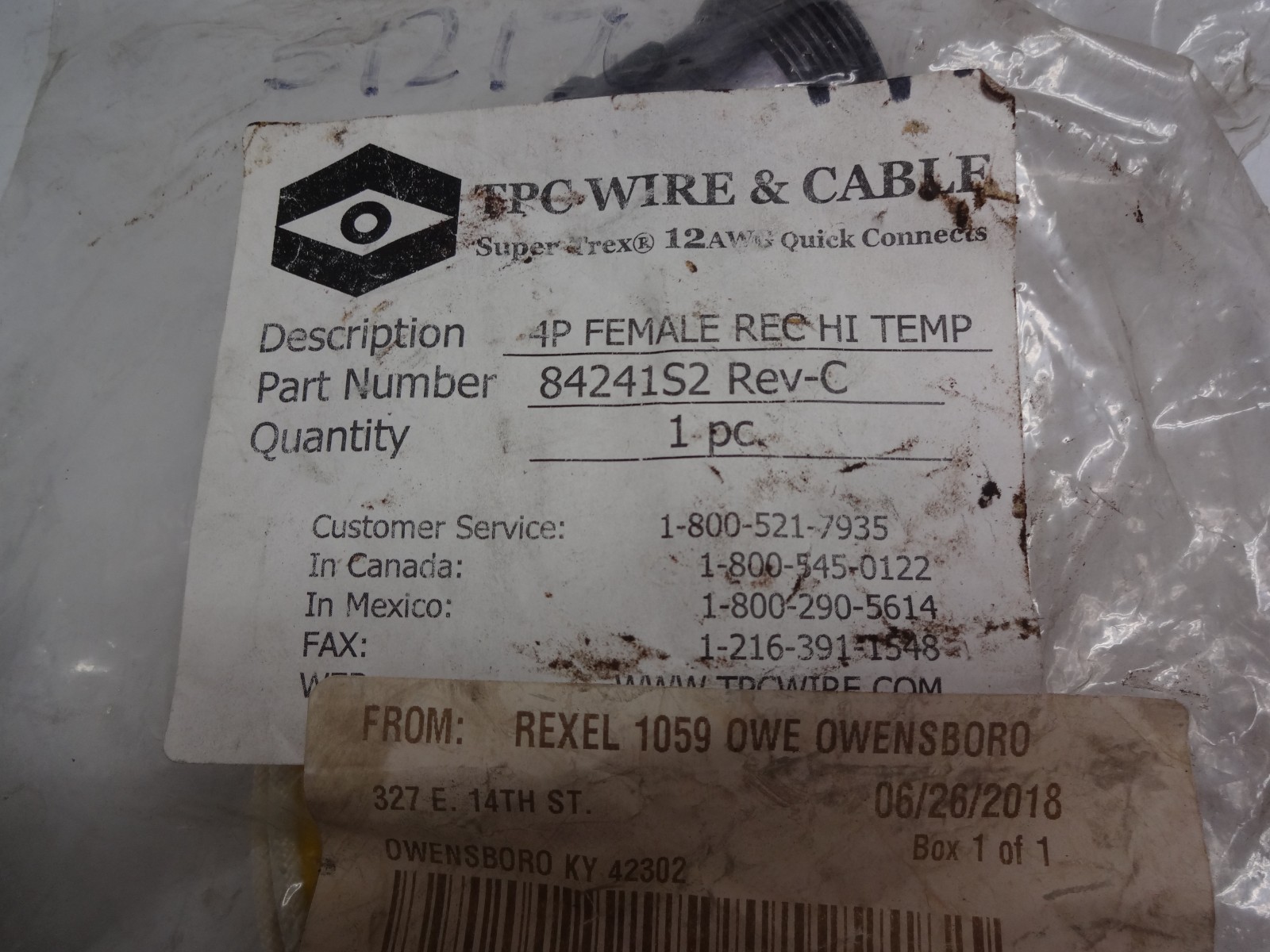 Tpc Wire & Cable 84241s2 Female Rec Hi Temp Super Trex 12 Awg Connector 4 Pole