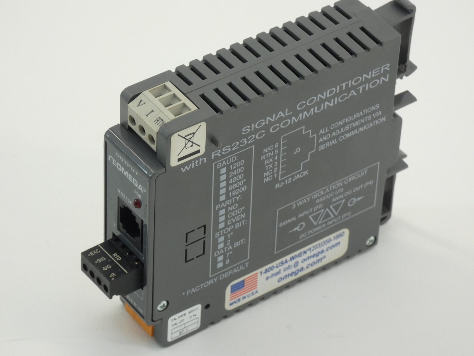 Omega IDRN-RTD Signal Conditioner w/ RS232C Communication Input 10-32VDC Outp…