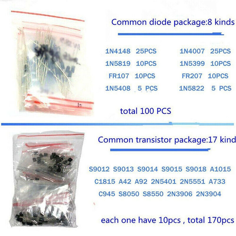 1390pcs/Set Electronic Components Kit Basic Diodes Transistors Assortment