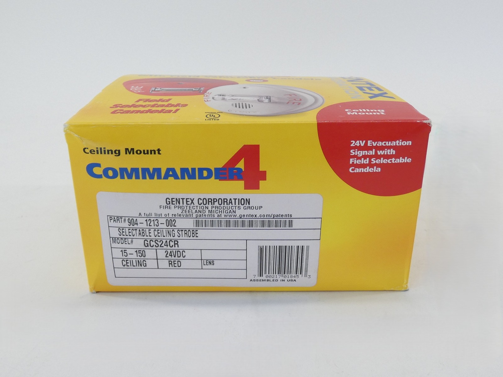 Gentex GCS24CR Ceiling-Mount Fire Alarm Strobe 24VDC Selectable Commander – N…