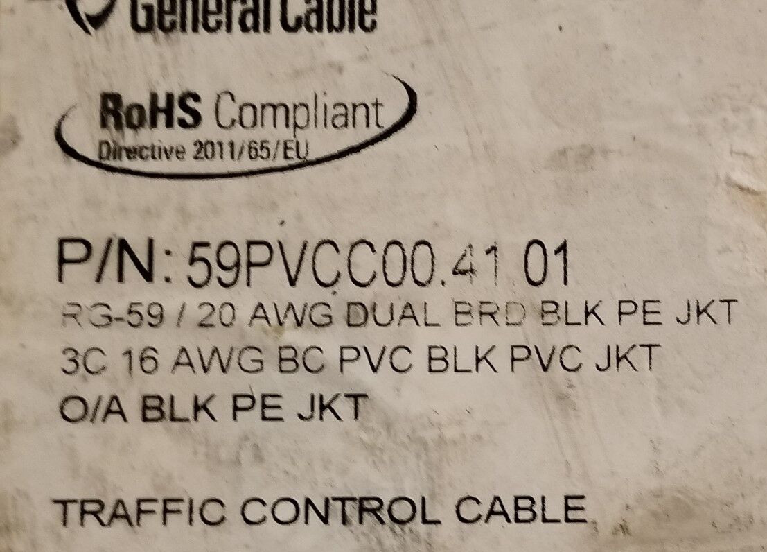 General Cable 59PVC00 16/3C+RG-59/U Camera Cable Dir Burial Sun Res /50ft