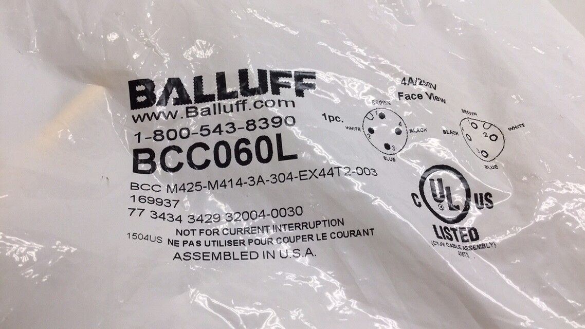 Balluff BCC060L Cable 90′ Degree Female and Male Threaded Straight