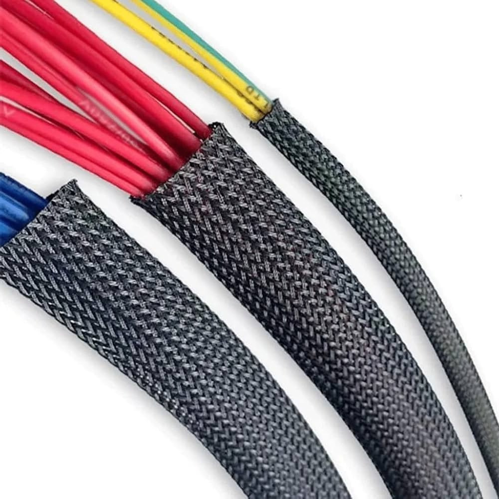 100 FT 1/8″ Black Green Expandable Wire Sleeving Sheathing Braided Loom Tubing