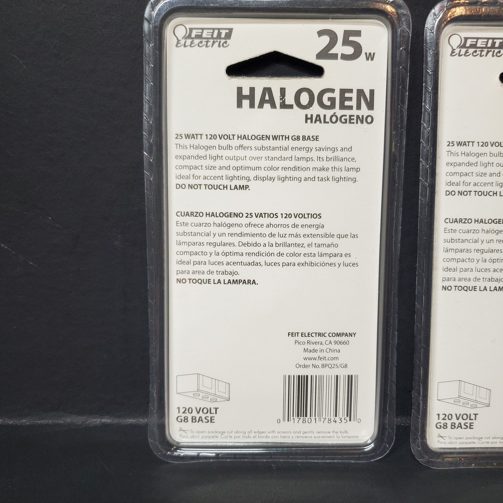 FEIT Electric 25W 120V G8 Halogen Bulb Clear Light Lamp – Lot of 3 New