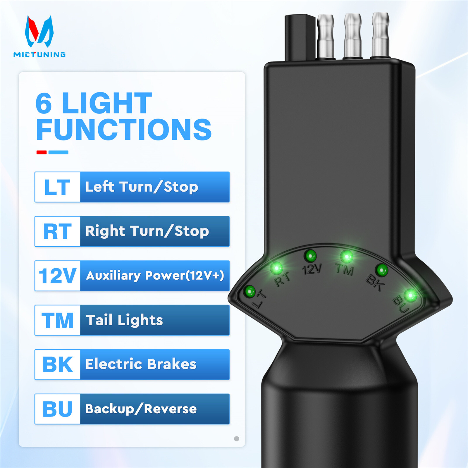 Truck Trailer 7 Blade 4 Pin Vehicle Plug Tester Wire Light Brake Towing Fuse LED