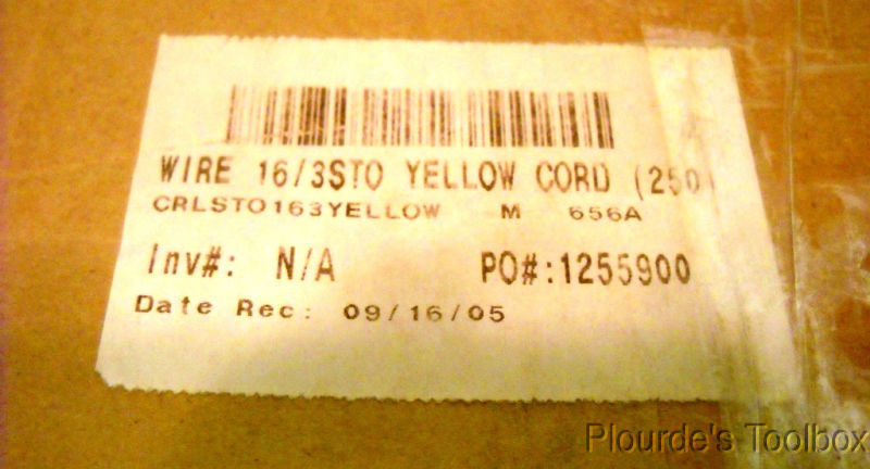 New Carol Cable 250′ Spool Portable Power Cord, 3 Wire, 16AWG, 600V, 86673.15.05
