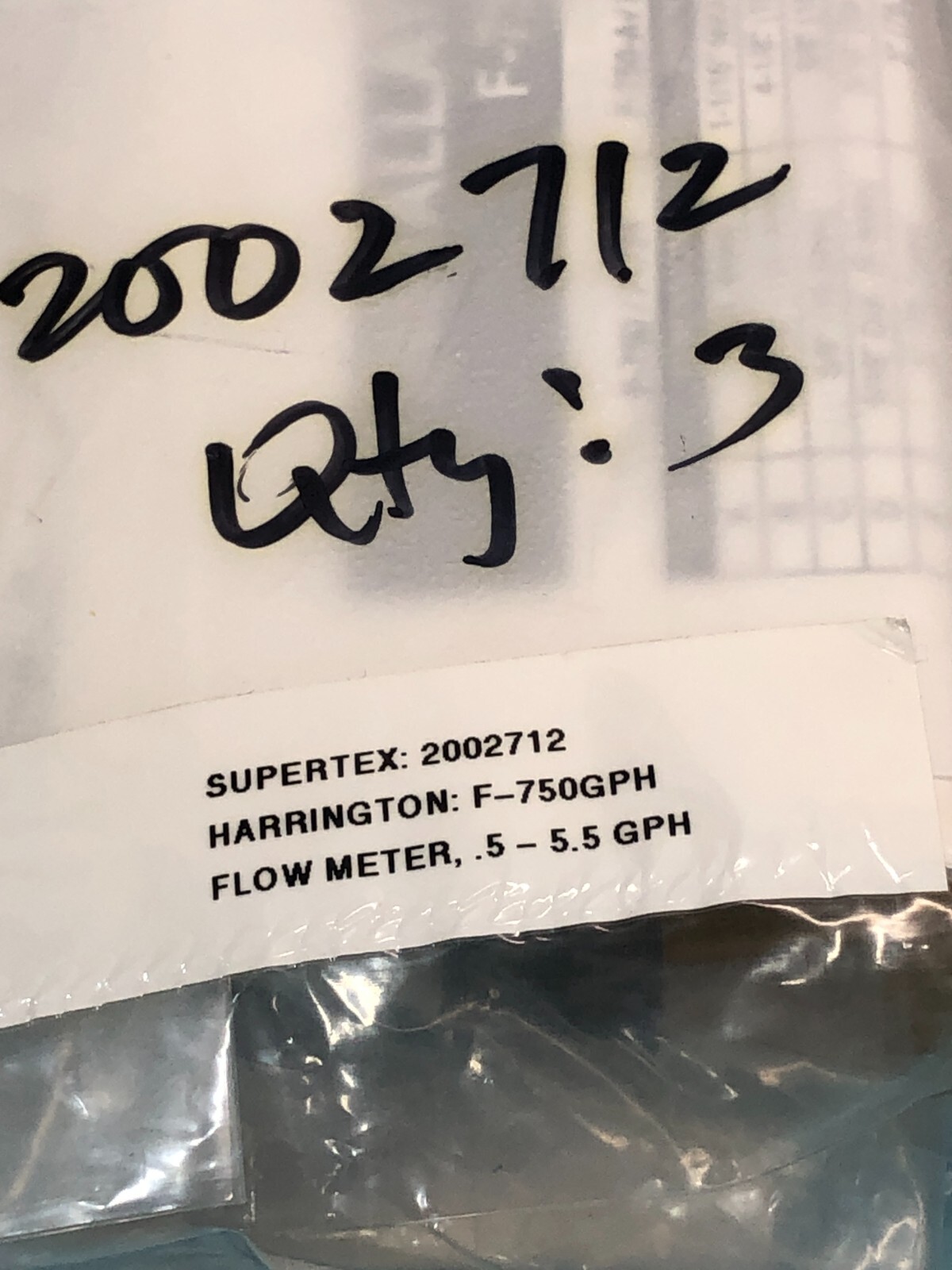 3 BLUE WHITE F-750GPH FLOW METER, .5-5.5 GPH, F-750-GPHS,HARRINGTON, 184643