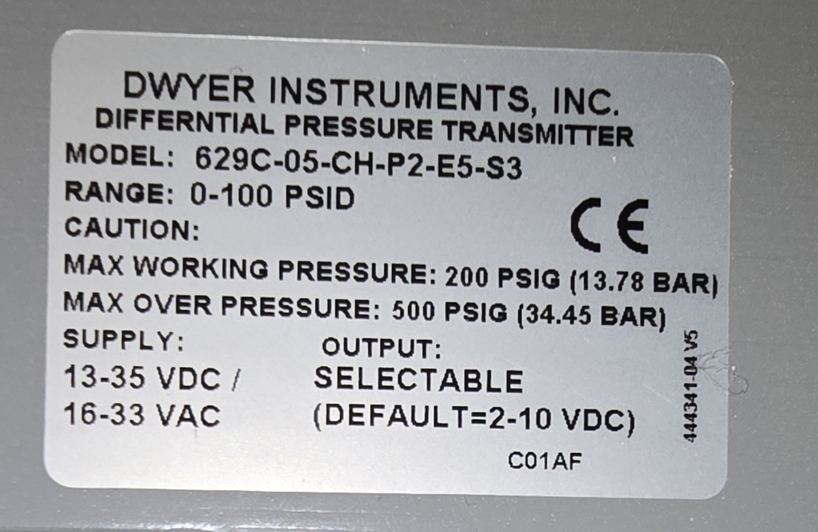 DWYER 629C-05-CH-P2-E5-S3 Differential Pressure Transducer- FREE SHIPPING!!!