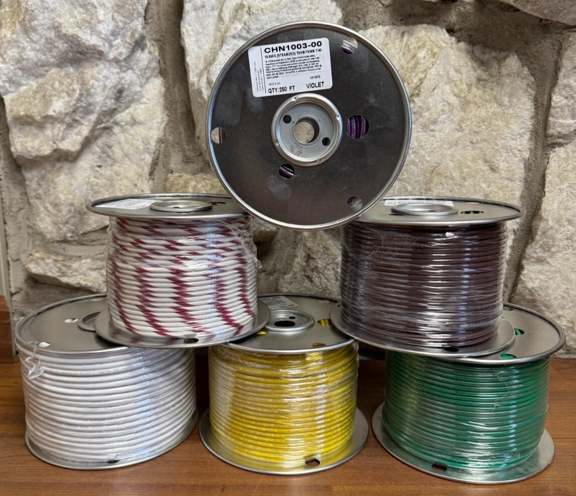 250 FT THHN/THWN WIRE- 10 AWG STR 600 V —7 COLORS AVAILABLE
