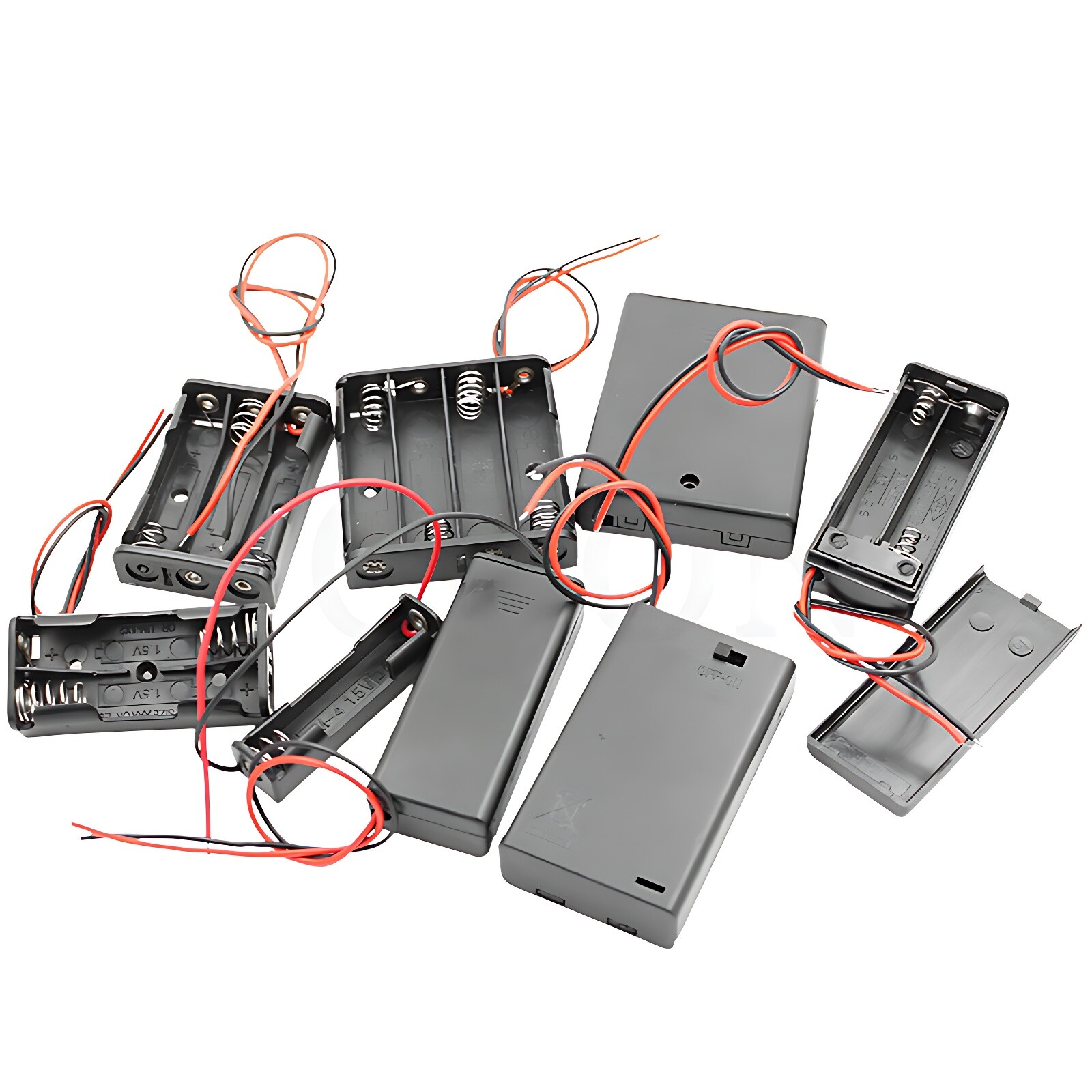 C/D/AA/AAA x 1-10 Battery Holder Box With Wire Case Connector Open or Enclosed