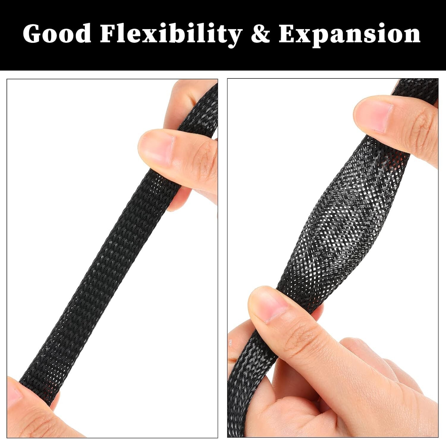 25 FT 1/4″ Black Red Expandable Wire Sleeving Sheathing Braided Loom Tubing US