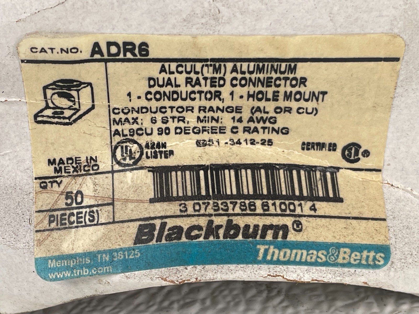 ADR6 Thomas & Betts Blackburn Mechanical Lug Terminal (Lot of 5)