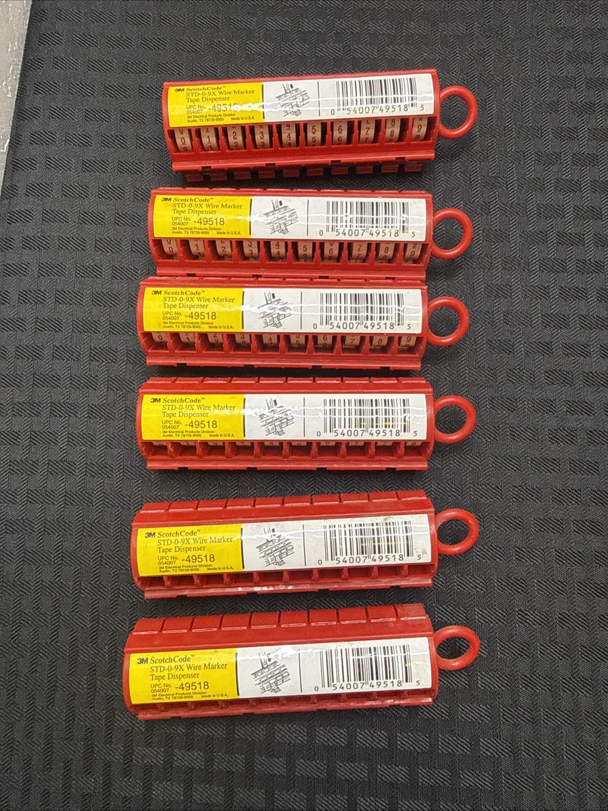Lot Of 6 Total 3M™ ScotchCode™ Wire Marker Tape Dispenser with Tape STD 49518