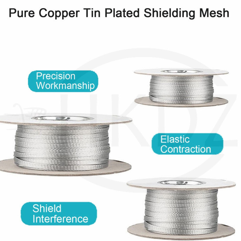 Flat Shield Braided Ground Strap Grounding Tinned Copper Braid Width 4mm – 70mm