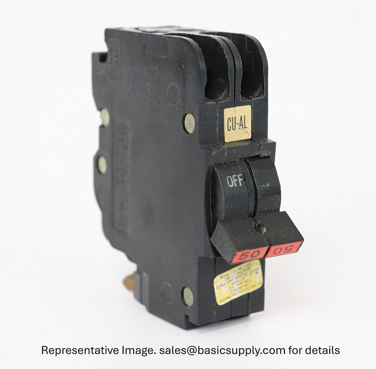 NC225 Federal Pacific 2-Pole 25A Thin Stab-Lok Circuit Breaker Pre-Owned