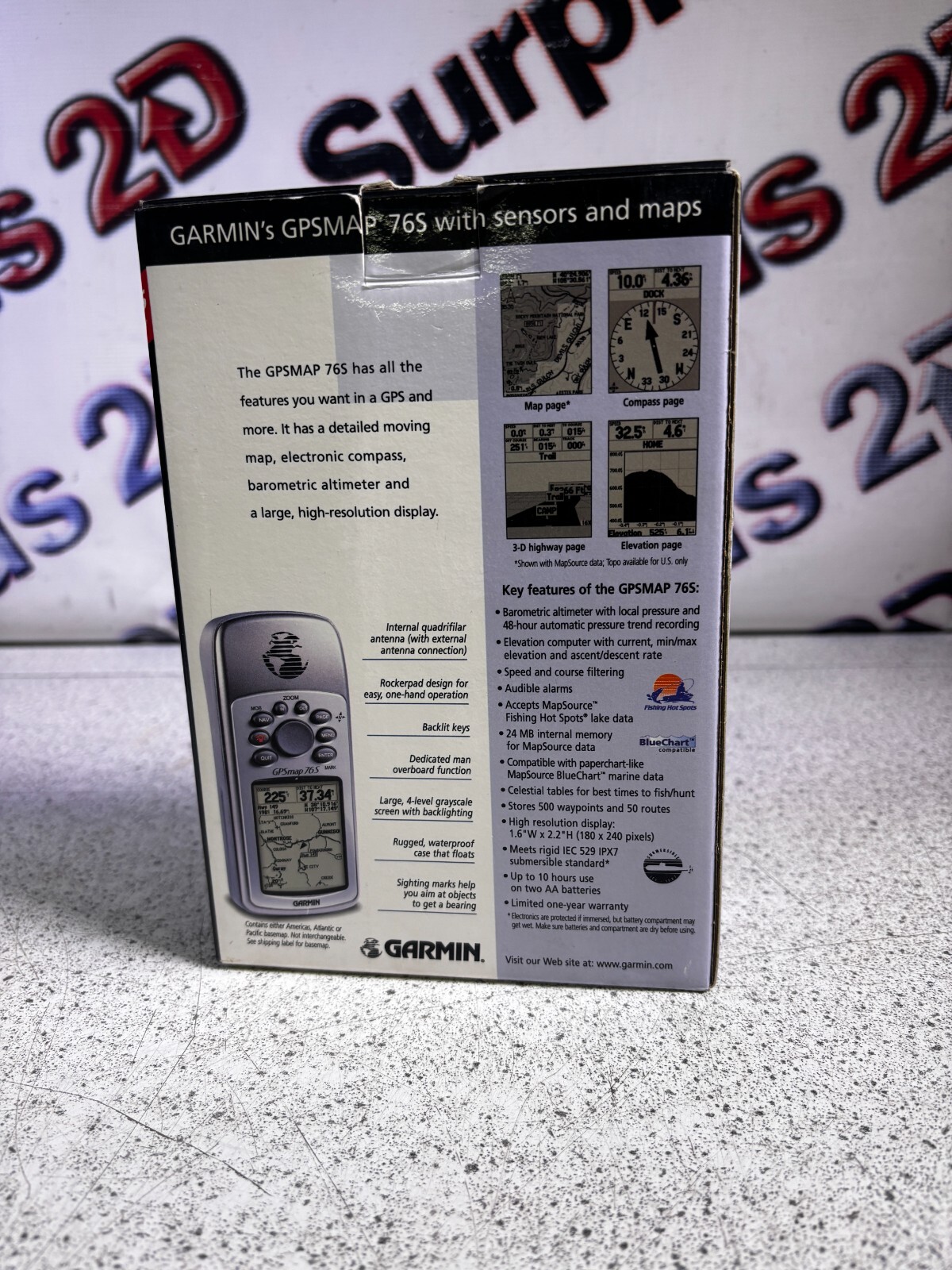 Garmin Gpsmap 76S in original box, 24MB, Waterproof.