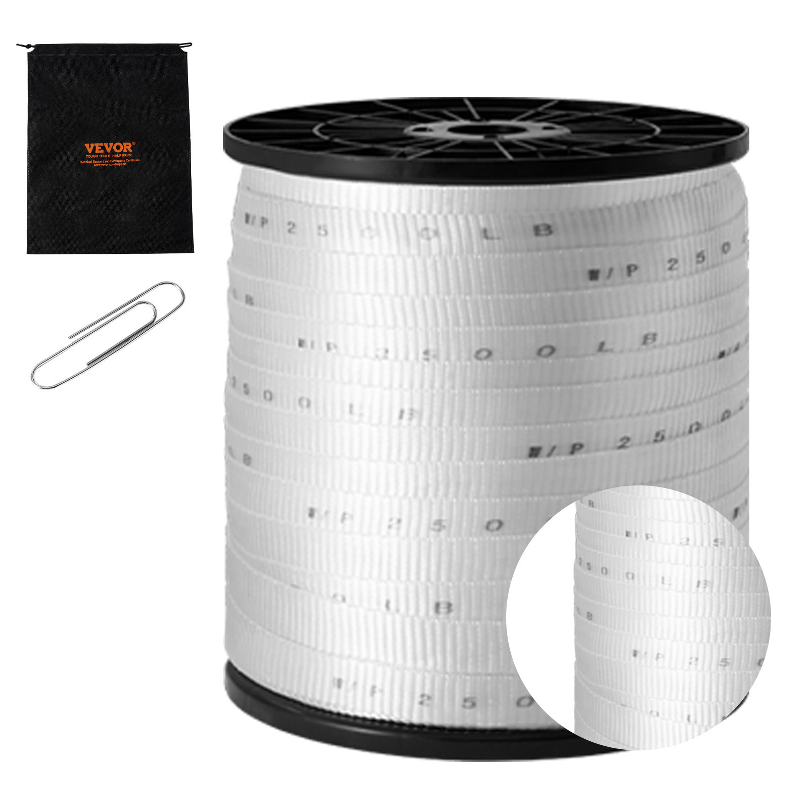 VEVOR Polyester Pulling Tape Mule Tape 3/4″ x 528′ 2500 lbf Tensile Capacity