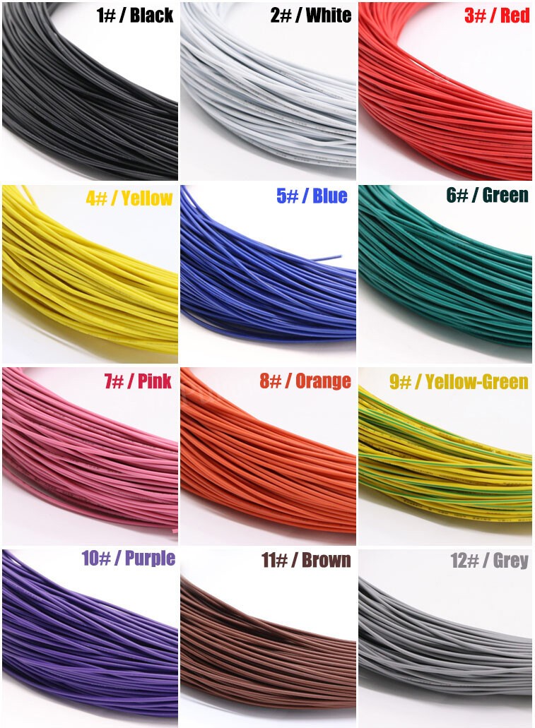 16AWG to 30AWG PVC Flexible Electronic Wire Stranded Cable UL1007 11 Colors