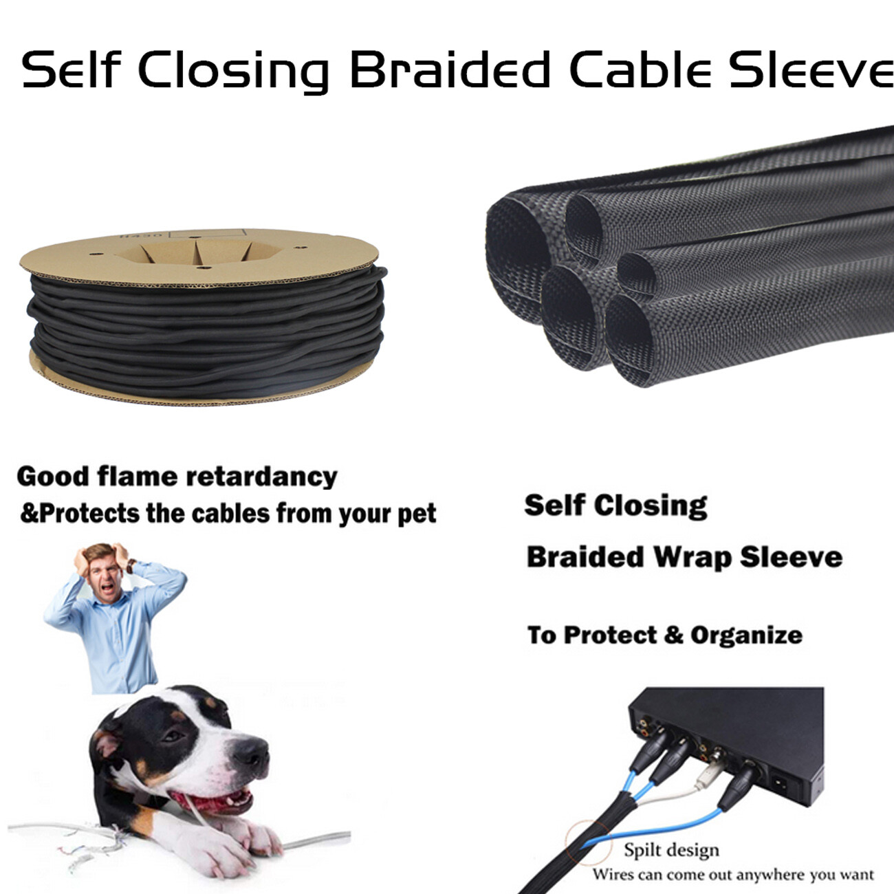 Cord Protector Split Loom Sleeve Cable Braided Tube Wire Wrap Organizer Lot