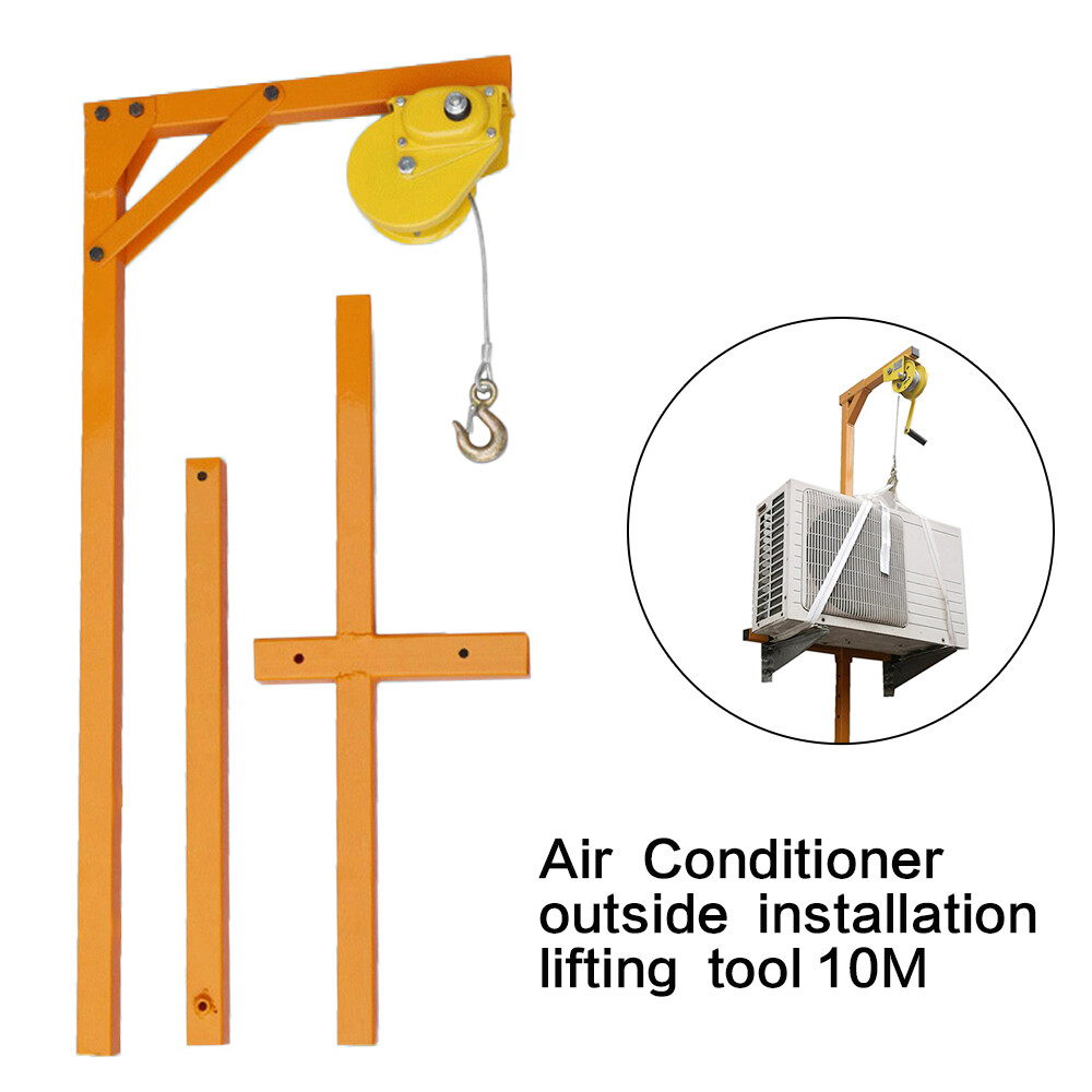 A/C AC Air Conditioner External Unit Lifting Tool Set w/ Hanger Pulley 10m Ropes