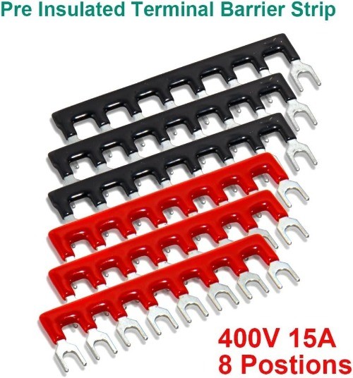 12pcs Terminal Block Strip 6 Sets 8 Position 600V 15A Screw Terminal Barrier