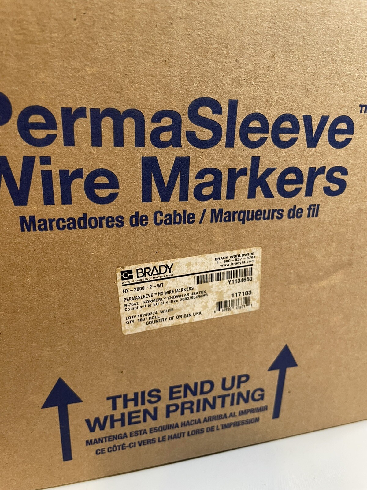 BRADY HX-2000-2-WT 100 Labels Per Roll