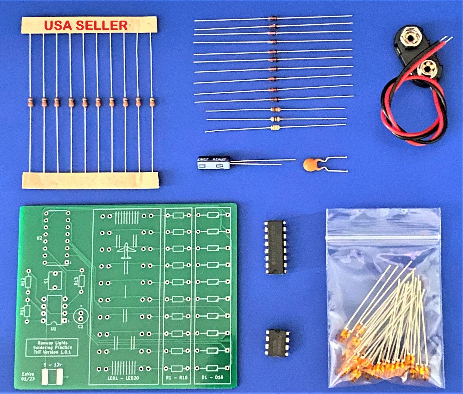 Electronics Soldering Practice Circuit Board Kit – Runway Lights
