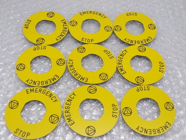 INDUSTRIAL SPARE ZBY9330 LEGEND PLATE EMERGENCY STOP LOT OF 9 NSNP