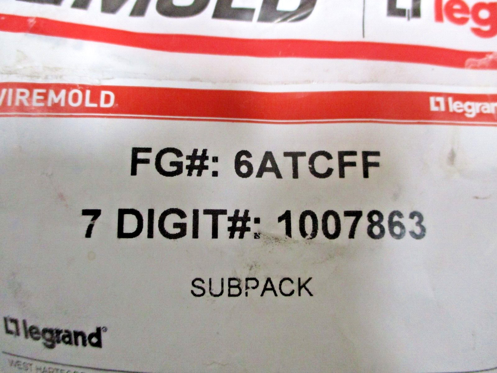 Legrand Wire Mold Subpacks 6ATCFF 6ATCP 6CTC Sold as Lot of 4 Bags A8030ISU