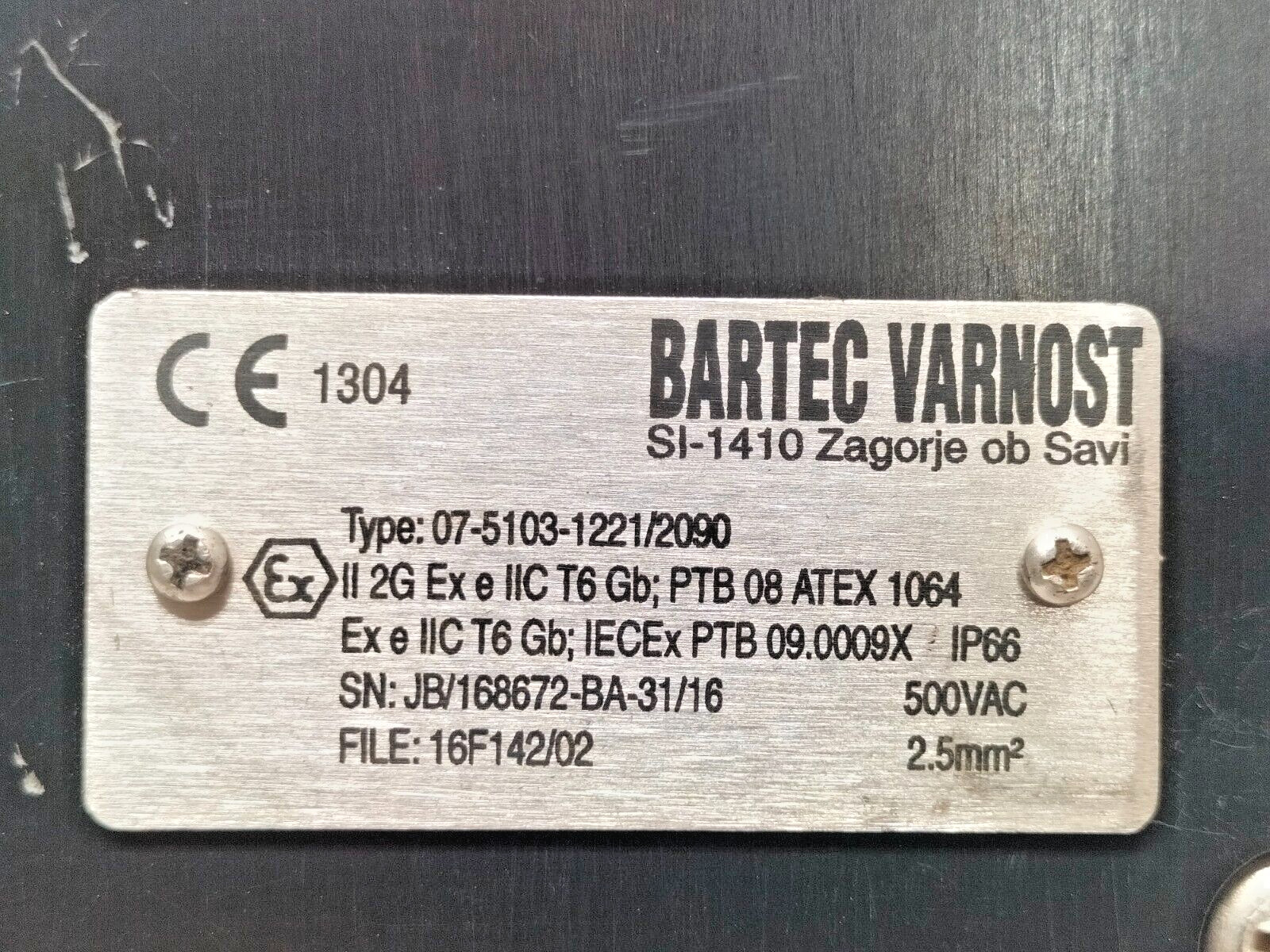 BARTEC VARNOST 07-5103-1221/2090 EXPLOSION PROOF DISTRIBUTION BOX