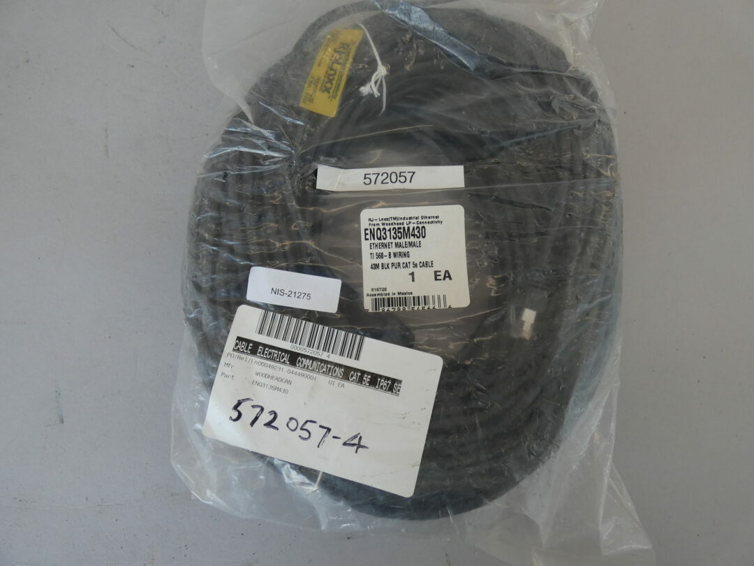 140′ CAT 5e Ethernet Cable, Male/Male RJ45 Connectors – NEW Surplus!
