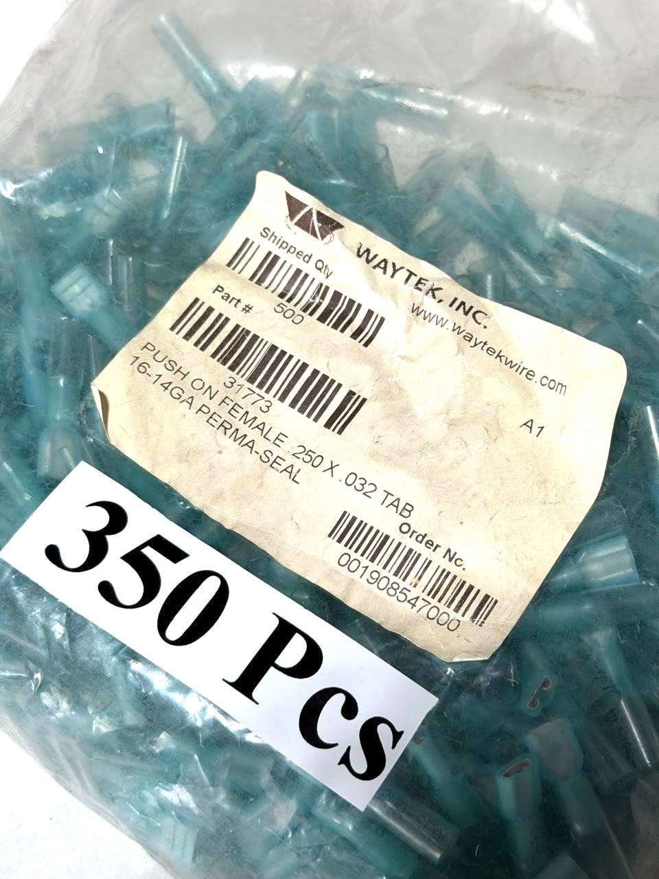 350 Pcs Push on Female .250 x .032 TAB 16-14GA Perma Seal Connector