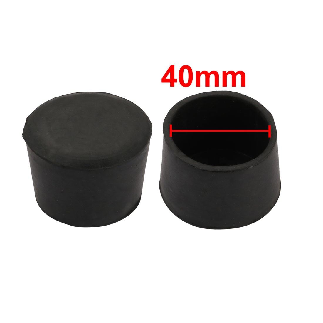 2pcs Furniture Desk Chair Fitting Round Rubber Leg Tip Cap 40mm Inner Dia Black