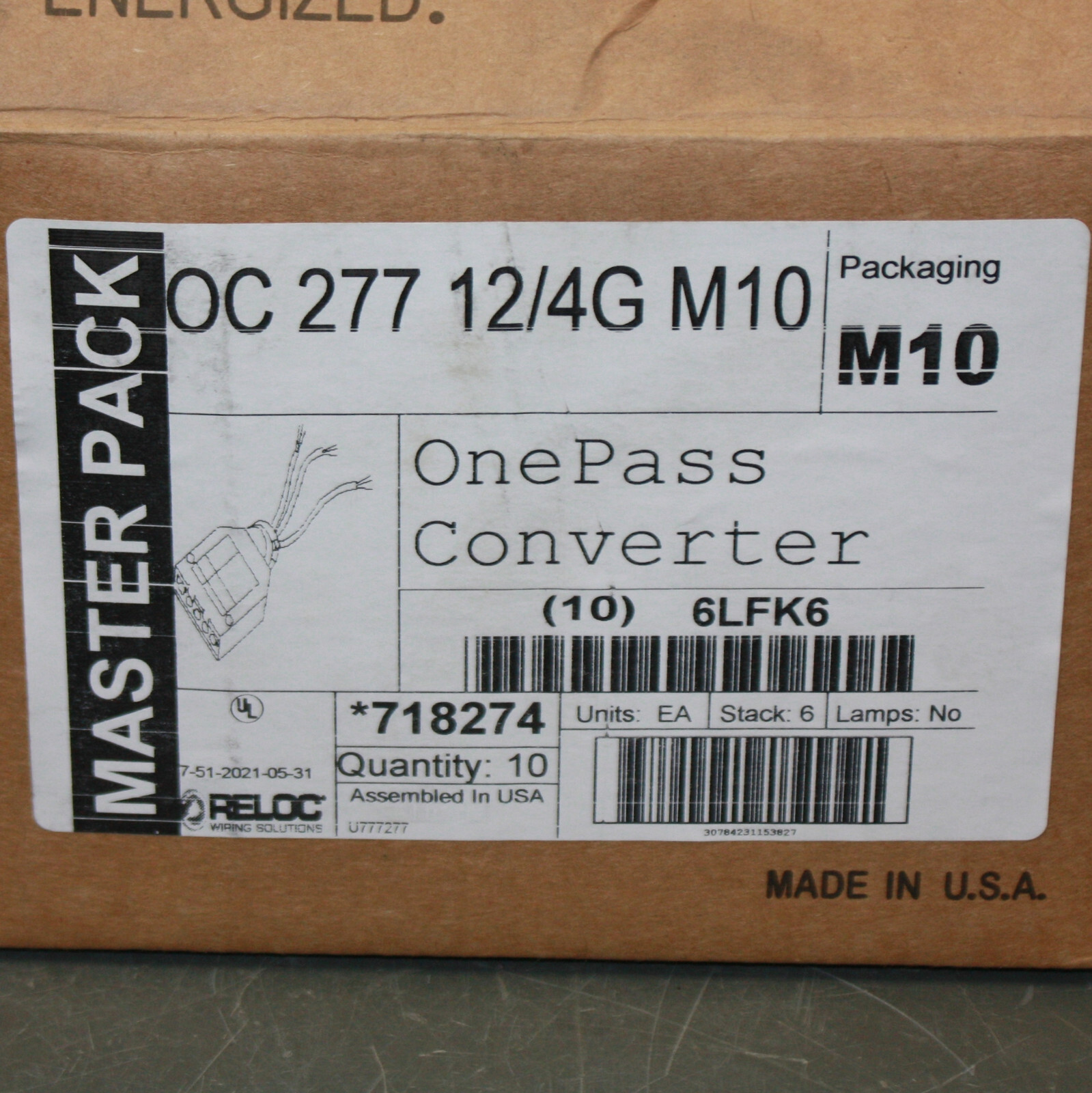 (10) Lithonia Reloc OnePass Converter OC 277 12/4G M10, Lighting Wire Adapter