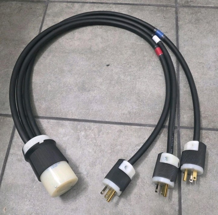 L21-30 to 3x Edison Female 15A 125v Splitter Power Cable 12/3 300V
