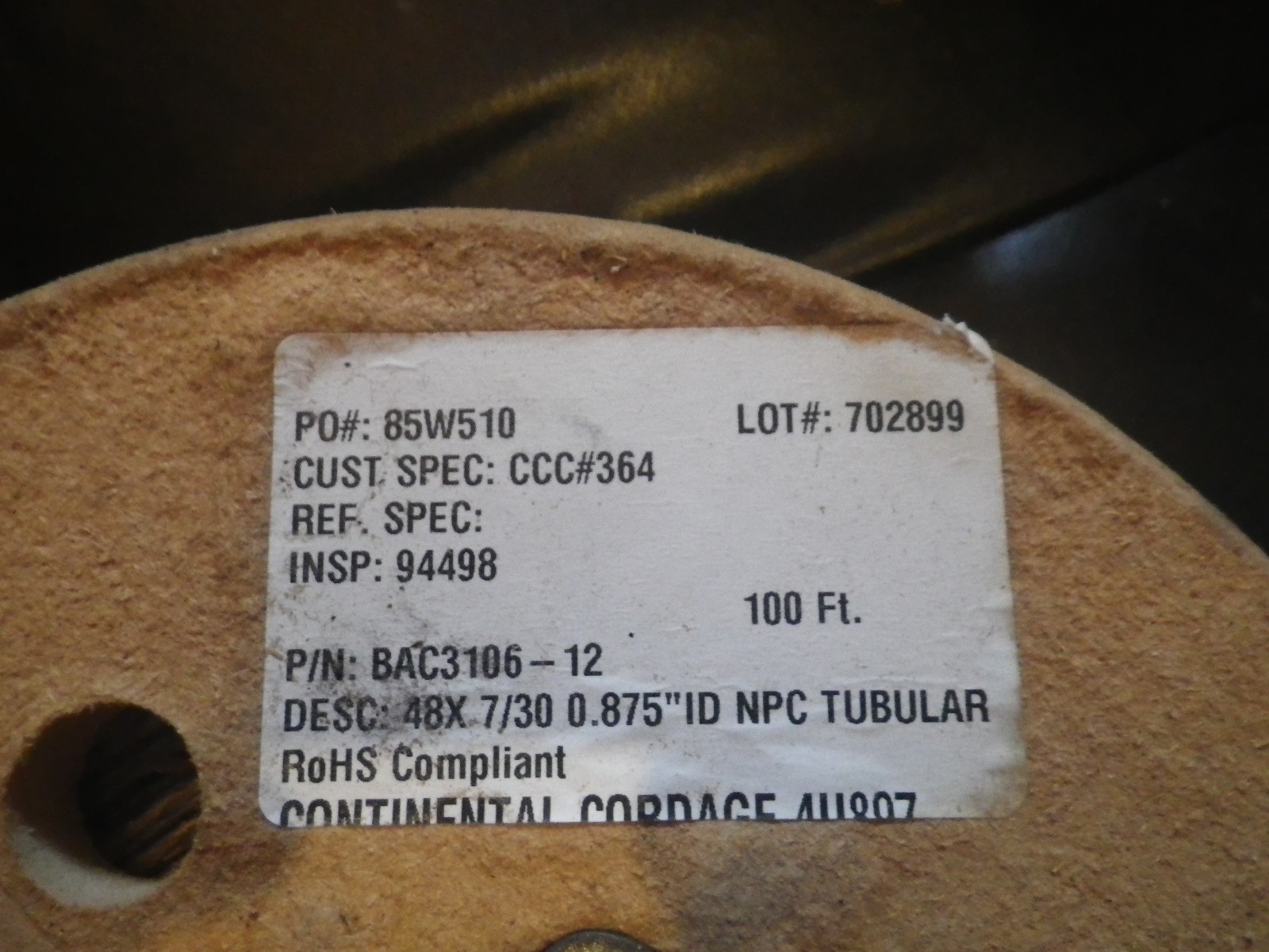 100′ BRAIDED TUBULAR SINGLE COPPER CORE CONDUCTOR INSIDE DIA .875 BRAND NEW