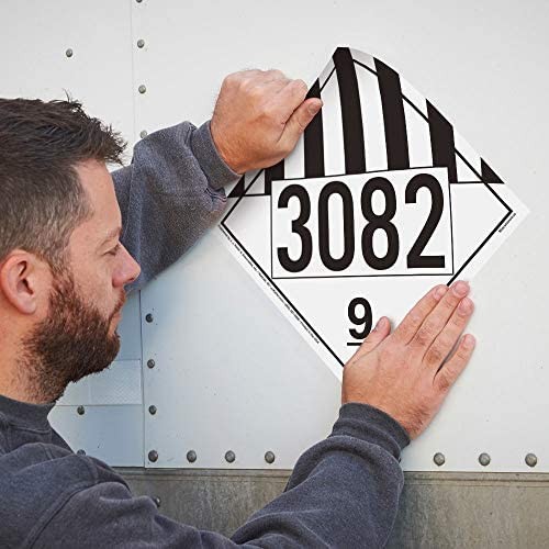3082 Placard, Class 9 Miscellaneous 25-pk. – 10.75″ x 10.75″ Removable Self A…