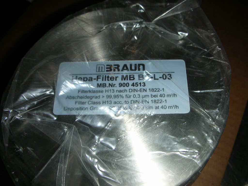MBraun MB BF-L-03 9004513 KF40 Glove Box Gas Inlet & Outlet HEPA Filter Element