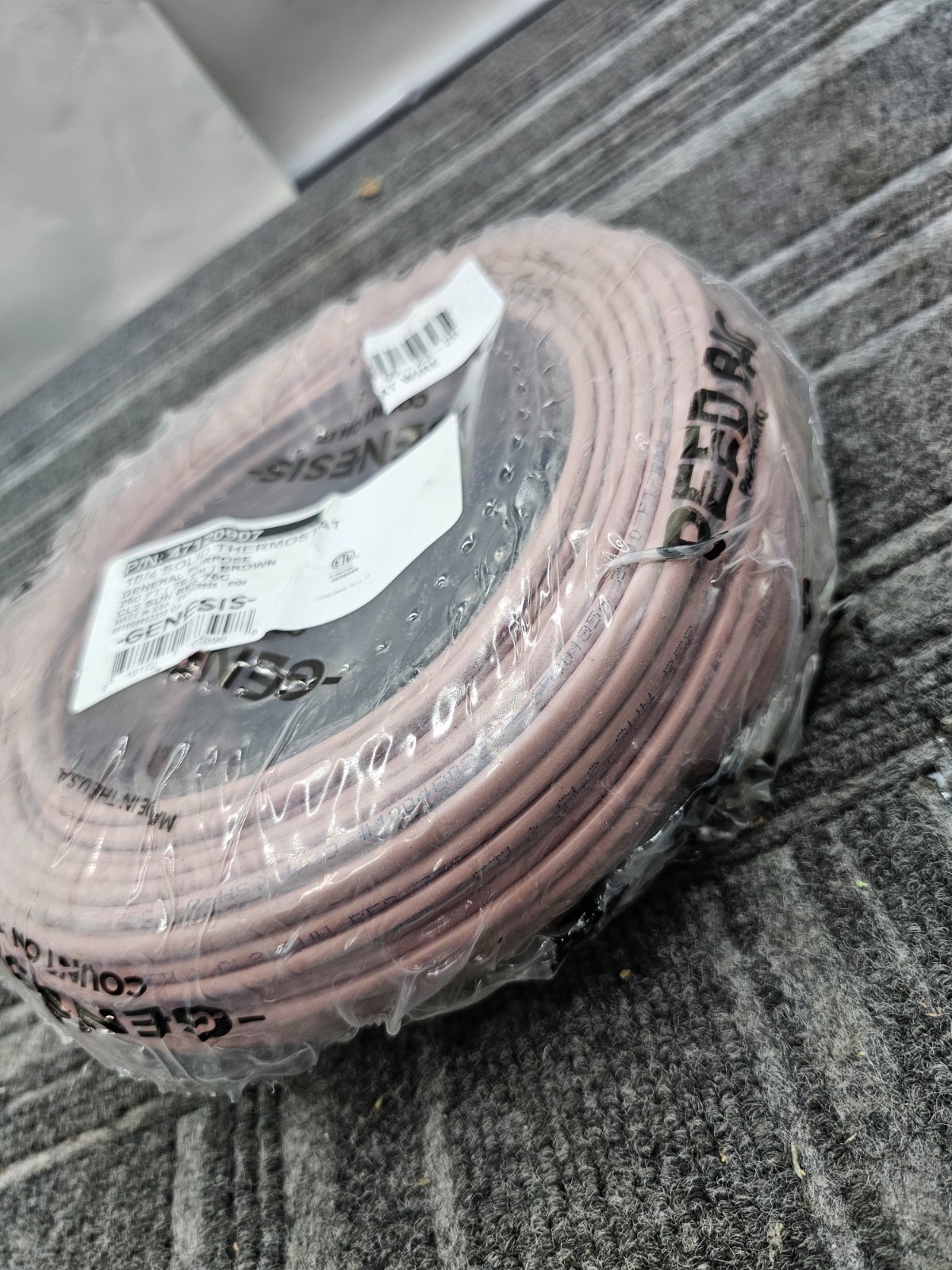 Genesis 47120907 18/4 Solid Thermostat Wire 250ft Solid Copper Cable Brown