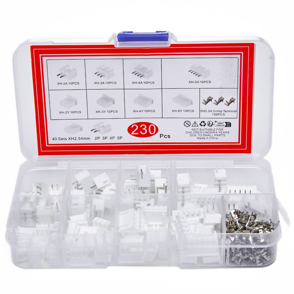 230PCS XH2.54mm Connector Assortment 2P/3P/4P/5P with 150 Terminals