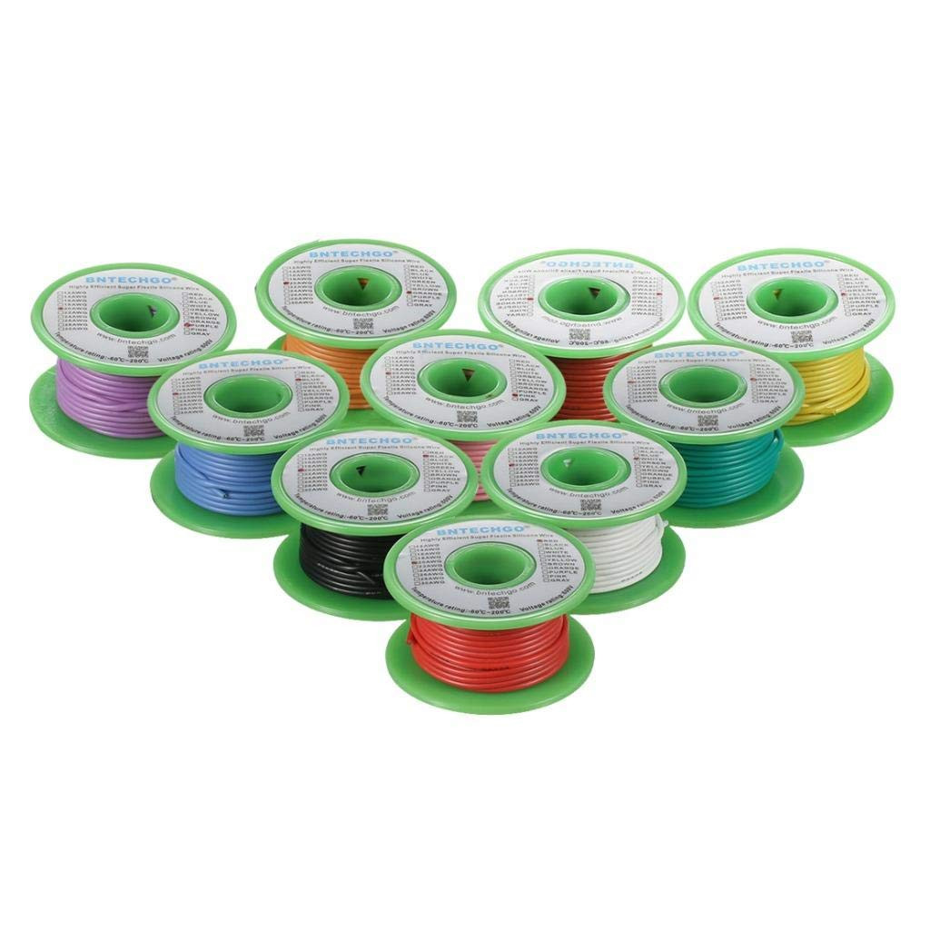 28 Gauge Silicone Wire Kit 10 Color Each 50 Ft Flexible 28 AWG Stranded Tinned C