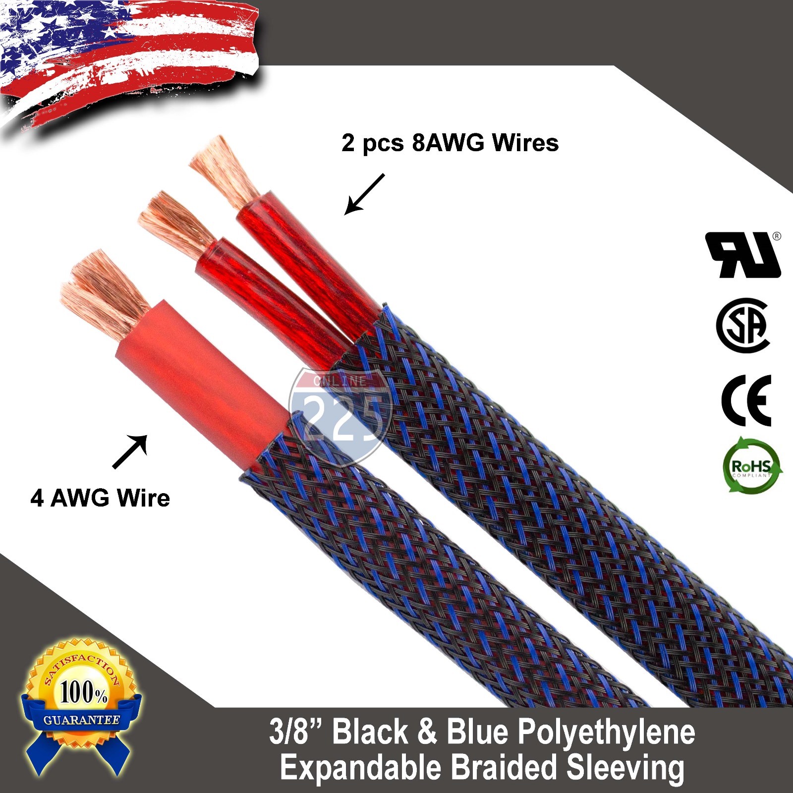 10 FT 3/8″ Black Blue Expandable Wire Sleeving Sheathing Braided Loom Tubing US