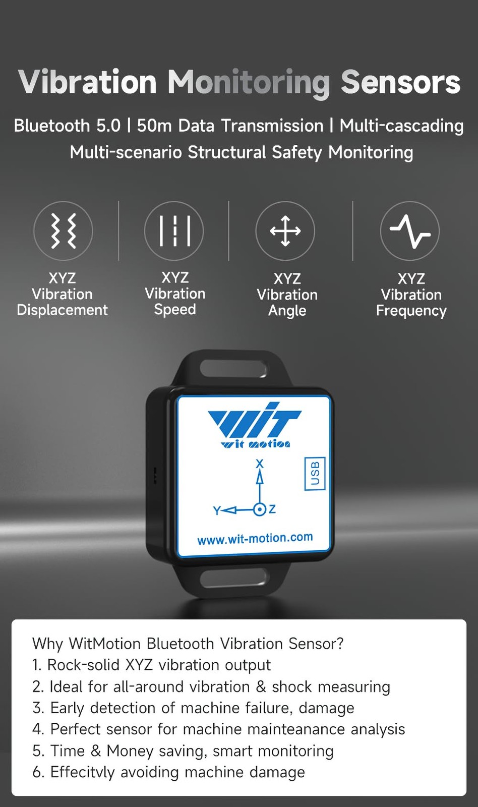 Ble Vibration Sensor WTVB01-BT50 Ble Wireless MPU6050 Multi-Connect Vibration Se