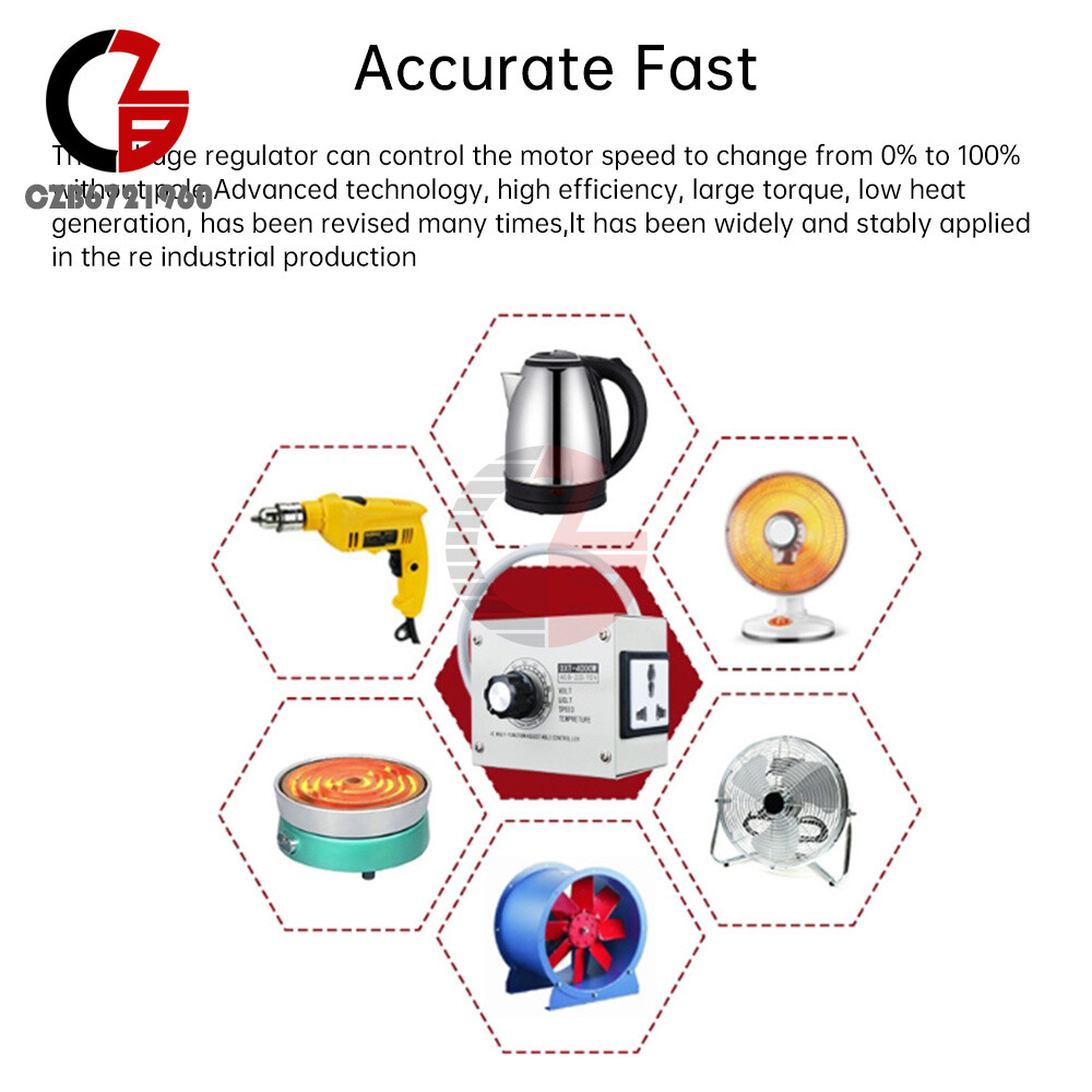 110V 4000W Adjustable Voltage Regulator Dimming SCR Temperature Speed Controller