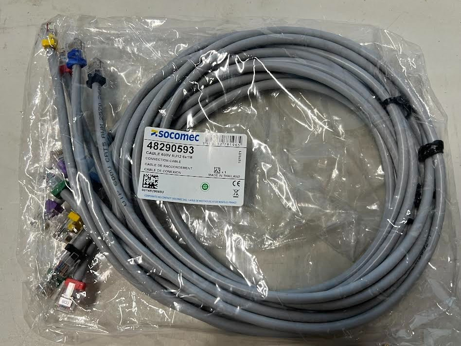 Lot of 2 Socomec 48290593 Cable 600V RJ12 6x1M New 1 sealed 1 open MN STOCK