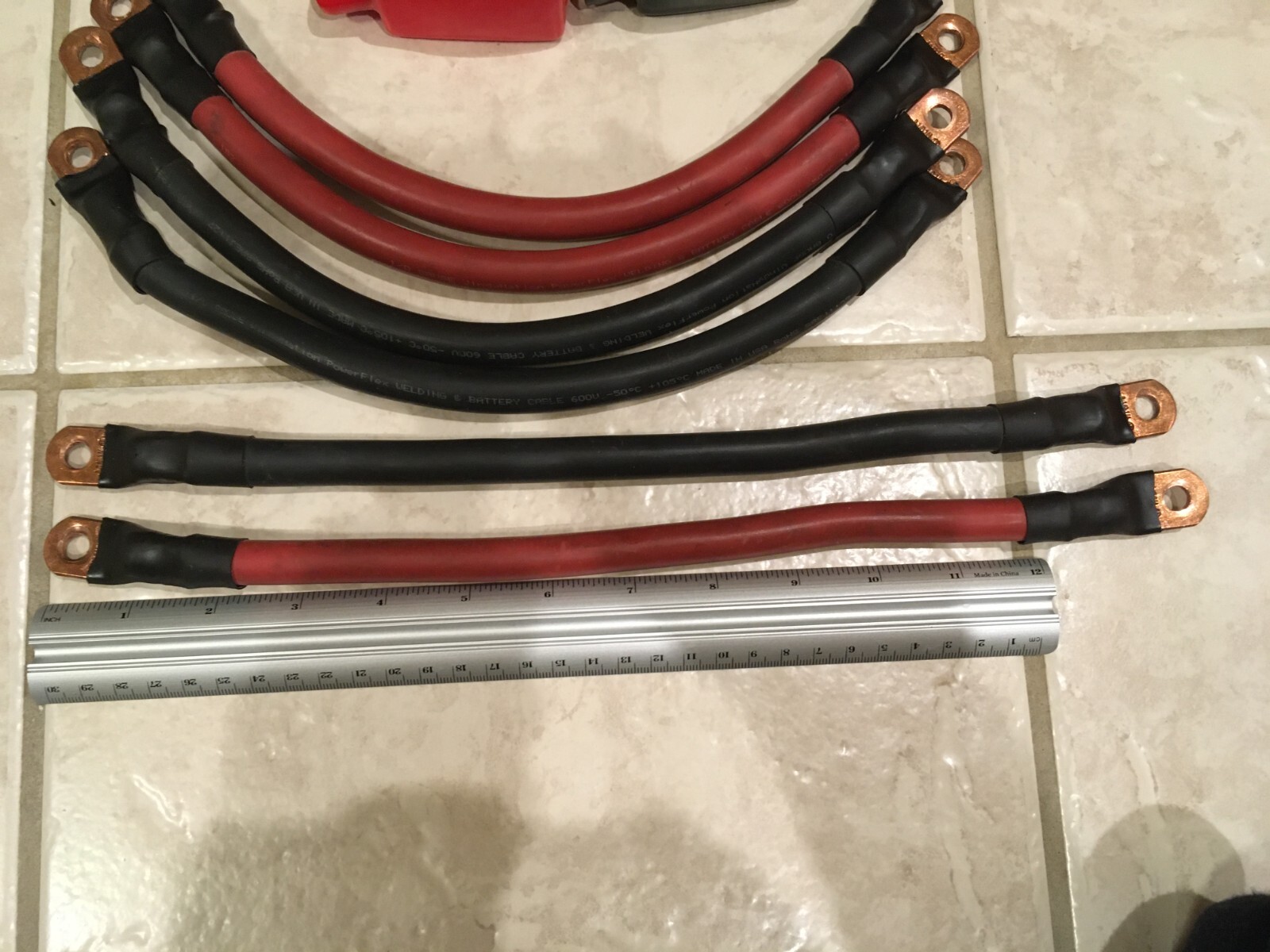 Six 1/0 AWG 0 Gauge Copper Battery Cable (14″) & Copper Lugs – Solar/Inverter