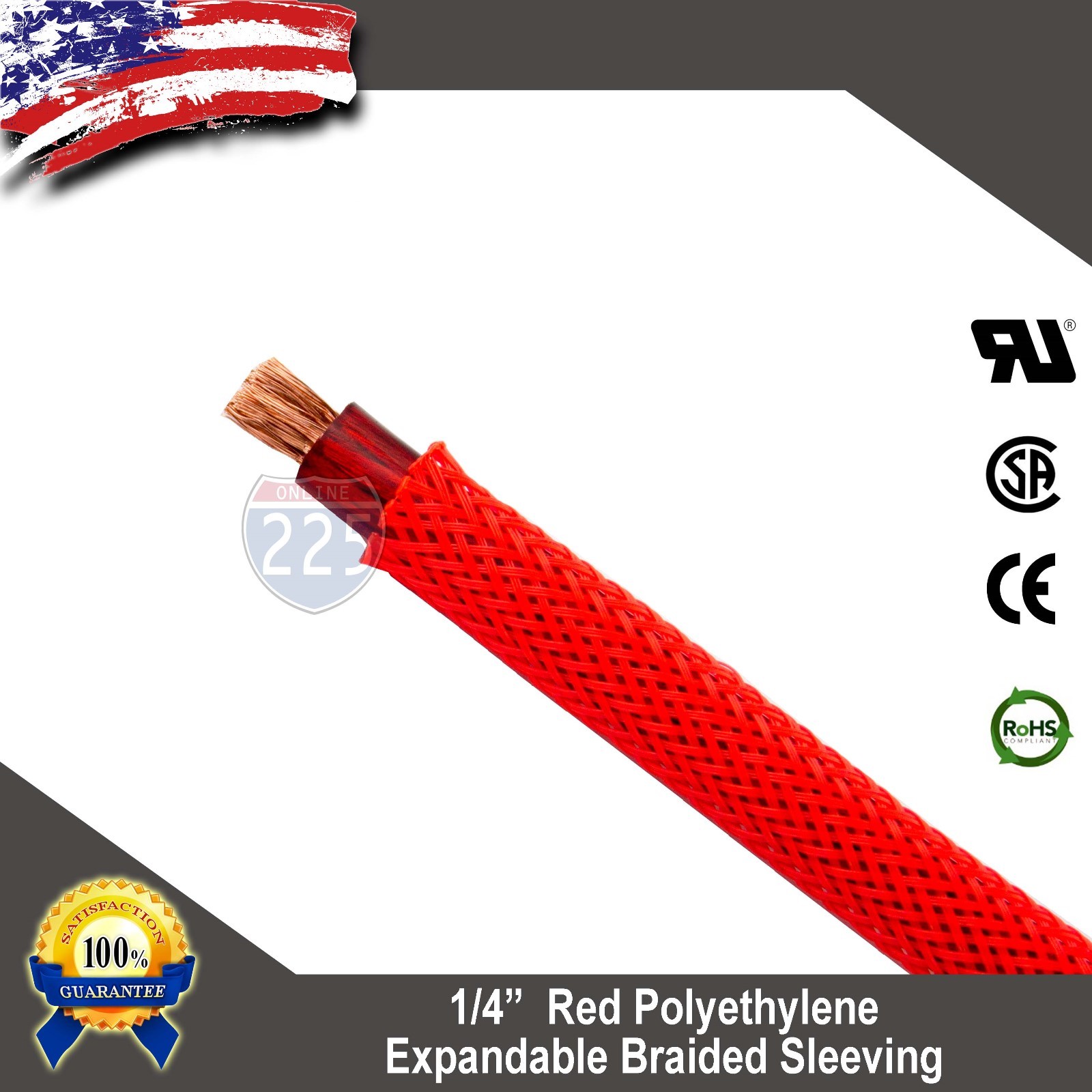 100 FT 1/4″ Red Expandable Wire Cable Sleeving Sheathing Braided Loom Tubing US
