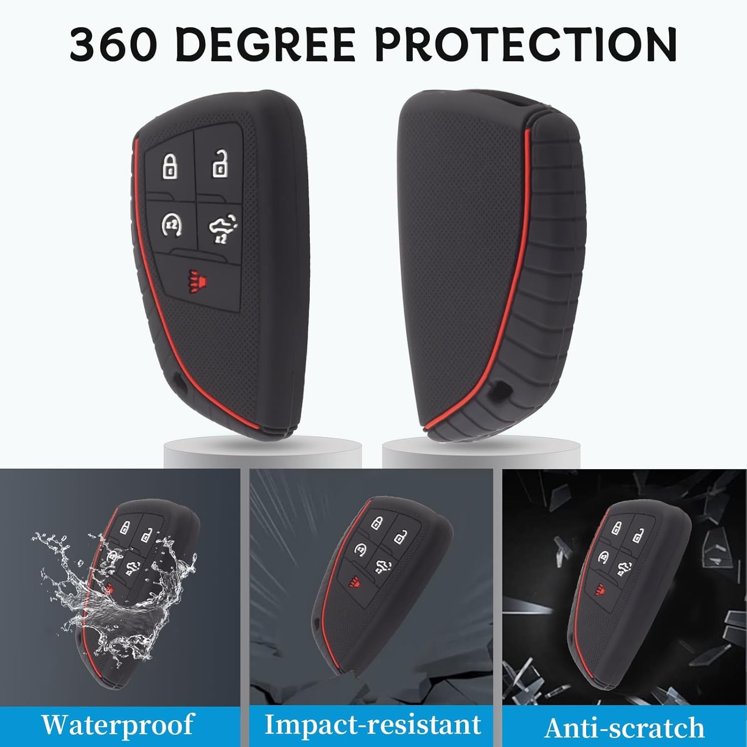 Silicone Key Fob Cover for 2022-2025 Silverado 1500, Sierra 1500, Acadia, Terrai