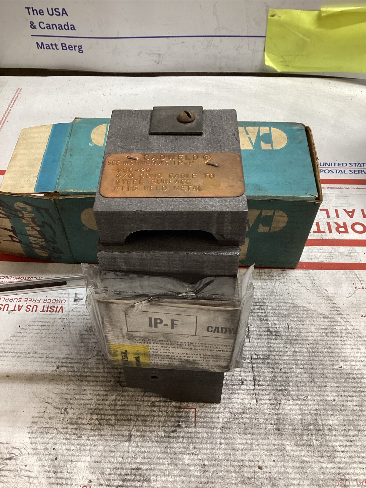 ERICO CADWELD IP-F VSC-2Q MOLD 4/0 CONC RUN & TAP STL #115 CART ED4U 3295